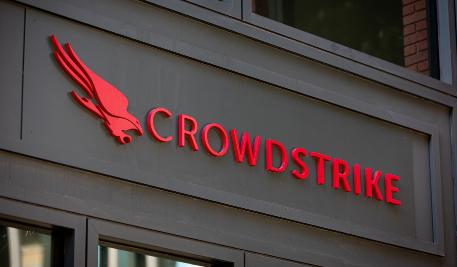 CrowdStrike office sign, representing strength in AI-linked technology and cybersecurity stocks